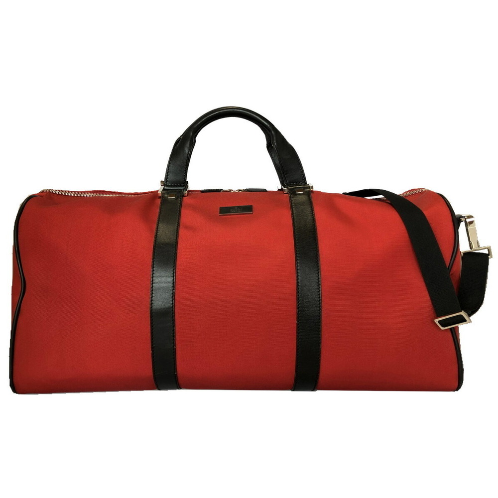 Gucci Leather Nylon Plain Bag Shoulder Red Sports Golf